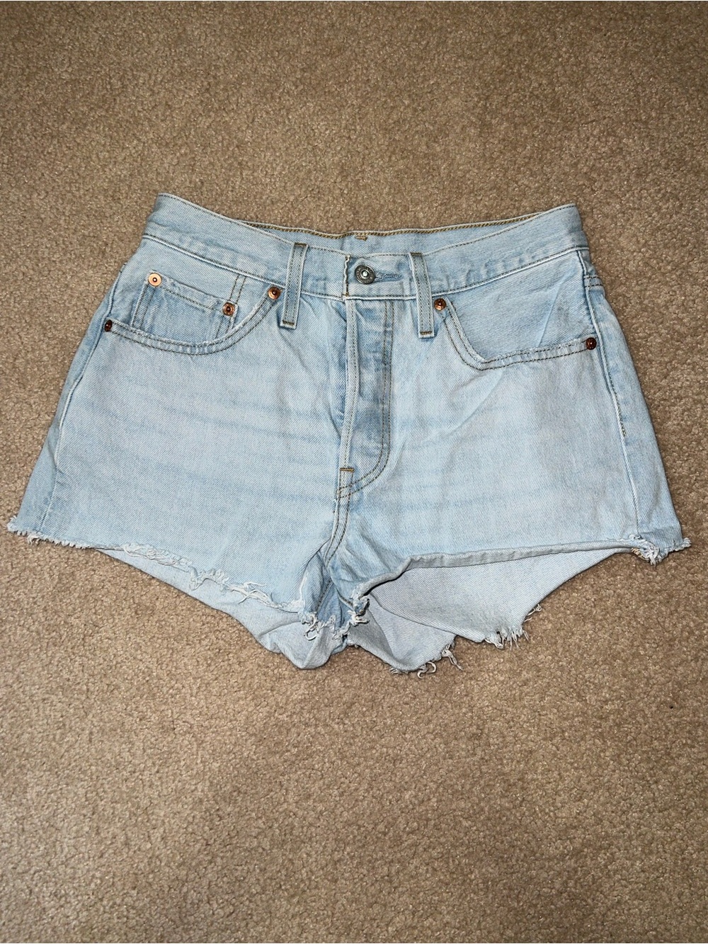 Levi's Light Blue Cutoff Denim Shorts 501